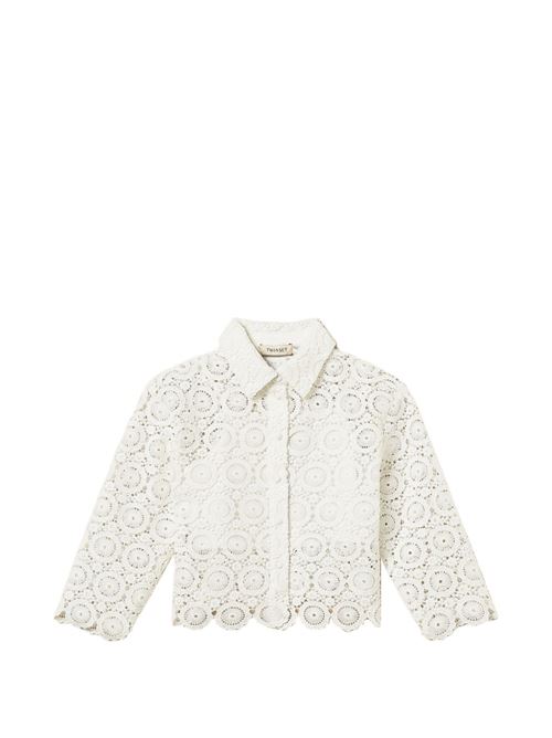 Camicia bambina Twinset off white in pizzo macramè TWINSET Kids | 261GJ2Q2500526